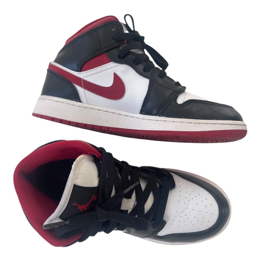 Jordan Women's 1 Mid Gym Red Panda Shoes sz 4Y EUR 36, 23 cm UK 3.5 -DJ4695-122 - Picture 3 of 14